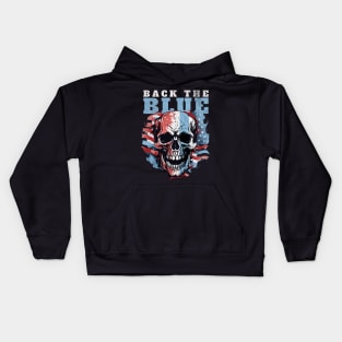 Thin Blue Line USA Skull Flag Kids Hoodie